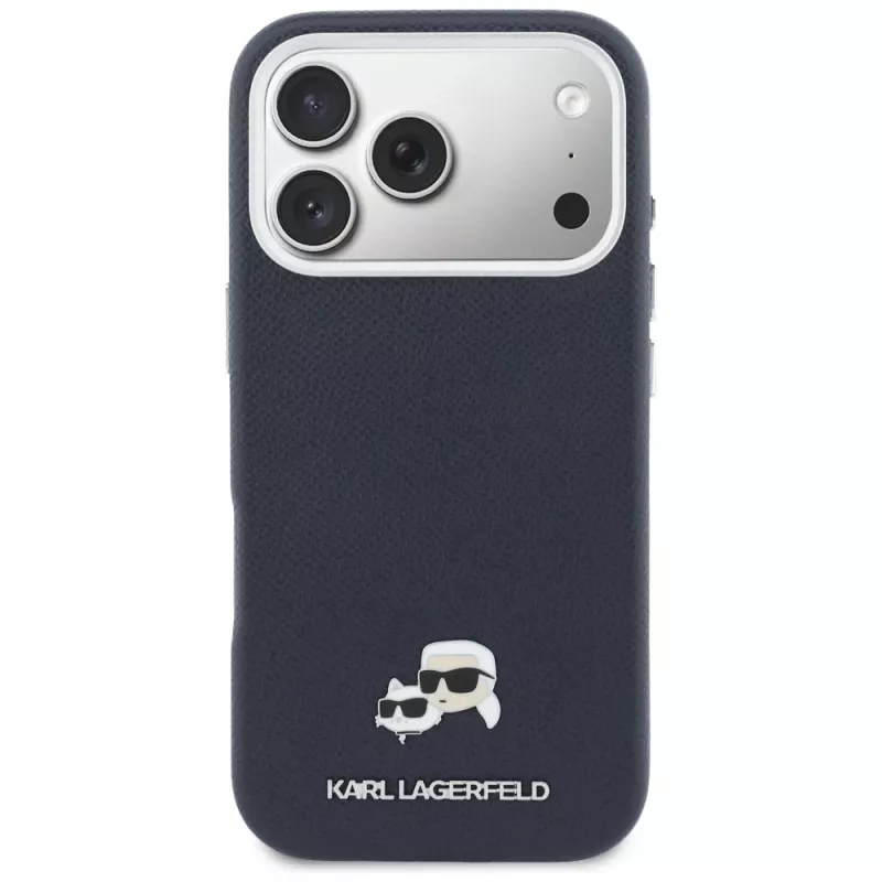 Karl Lagerfeld Karl & Choupette Head Pins Saffiano MagSafe maciņš iPhone 17 Pro - zils