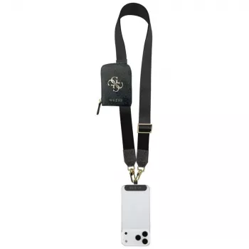 GUESS 4G Metal Logo universāla piekariņa telefona soma Black
