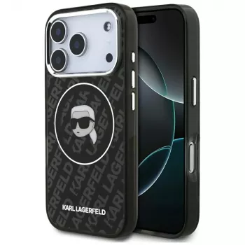 Karl Lagerfeld IML Karl Head Logo MacSafe maciņš iPhone 17 Pro Max melns