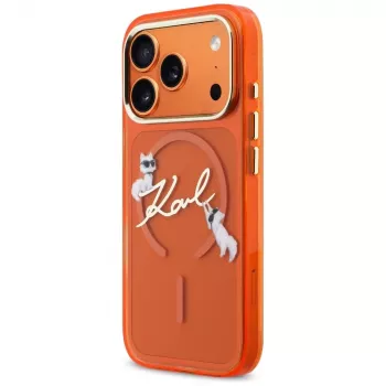 Karl Lagerfeld IML Choupettes Karl Script Logo MagSafe vāciņš iPhone 17 Pro - Oranžs