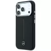 Mercedes Leather Semi Wrap Iconic Line MagSafe maciņš iPhone 18 Pro Max / 17 Pro Max - Melns