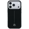 Mercedes Leather Semi Wrap Iconic Line MagSafe maciņš iPhone 18 Pro Max / 17 Pro Max - Melns