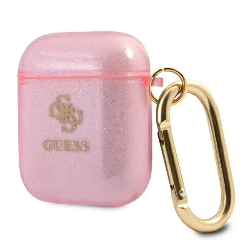 GUESS Glitter Collection aizsargmaciņa Apple AirPods 1/2 - rozā