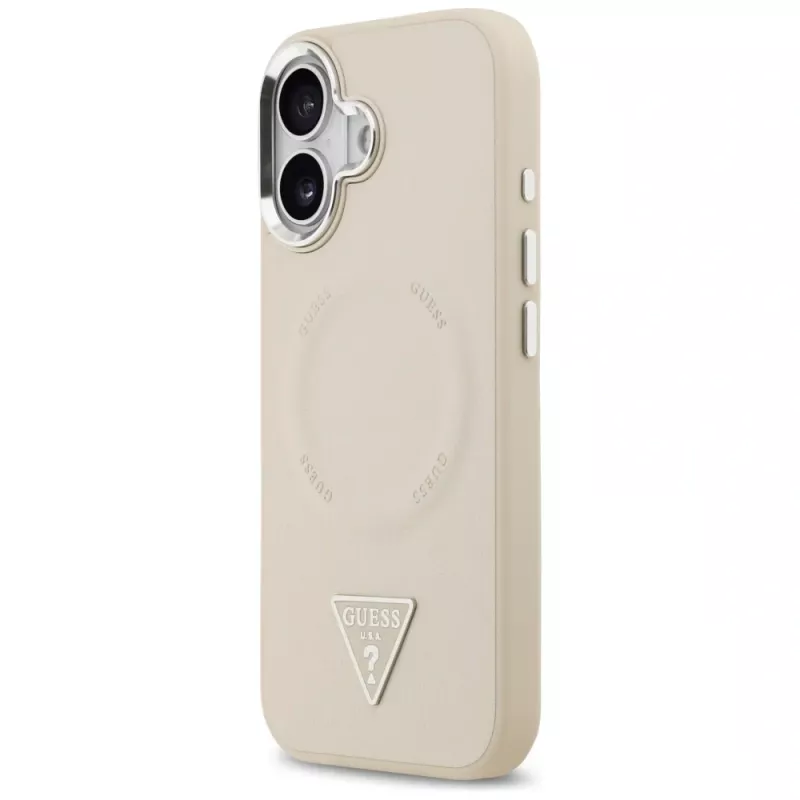 GUESS Triangle Logo Macīgais vāciņš iPhone 17 – bēšs