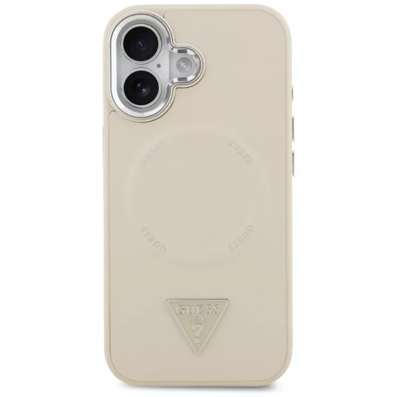 GUESS Triangle Logo Macīgais vāciņš iPhone 17 – bēšs
