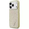 GUESS Glitter Triangle Logo MagSafe maciņš iPhone 17 Pro – zelts