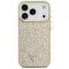 GUESS Glitter Triangle Logo MagSafe maciņš iPhone 17 Pro – zelts