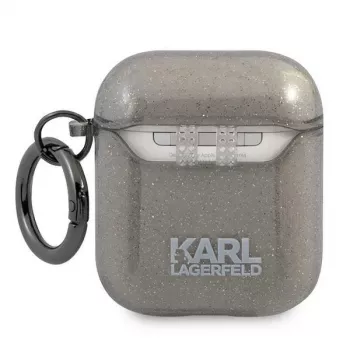 Karl Lagerfeld KLA2UKHGK AirPods 1/2 vāciņš Black Glitter Karl's Head
