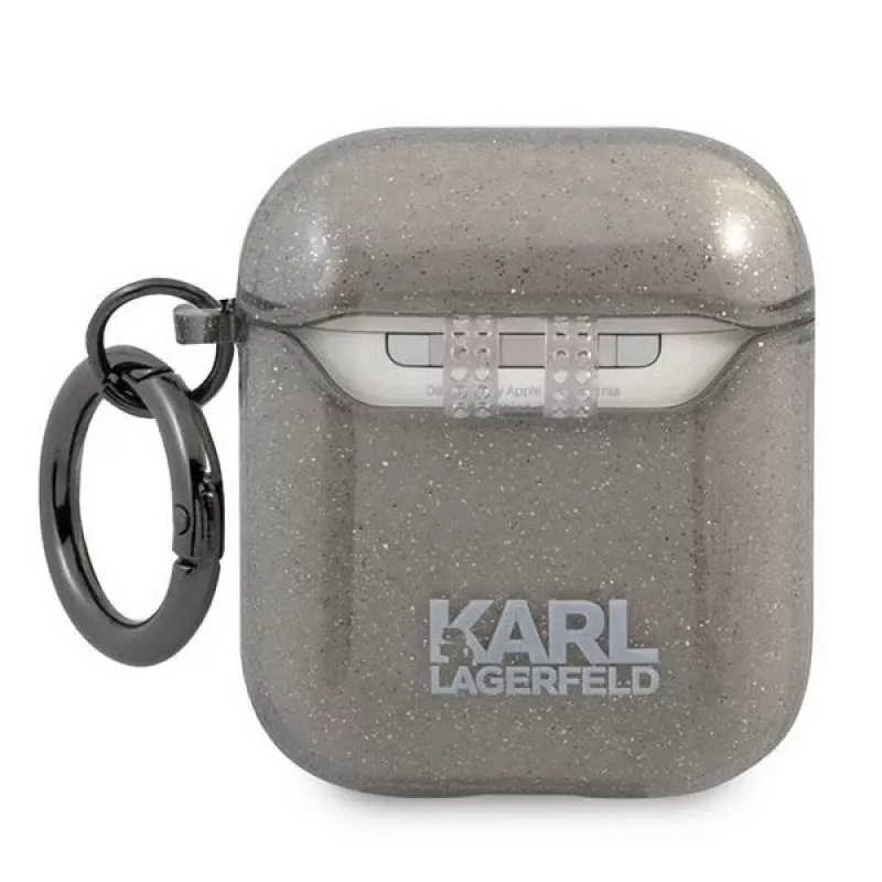 Karl Lagerfeld KLA2UKHGK AirPods 1/2 vāciņš Black Glitter Karl's Head