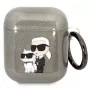 Karl Lagerfeld KLA2HNKCTGK AirPods 1/2 vāciņš melns ar mirdzumu Karl & Choupette