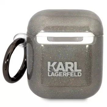 Karl Lagerfeld KLA2HNKCTGK AirPods 1/2 vāciņš melns ar mirdzumu Karl & Choupette