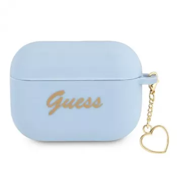 Guess GUAPLSCHSB AirPods Pro vāciņš zils silikona Charm Heart Collection