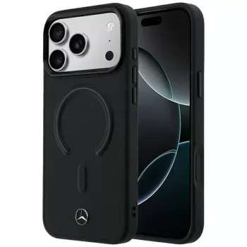 Mercedes-Benz Īstas ādas MagSafe maciņš iPhone 18 Pro / 17 Pro, melns