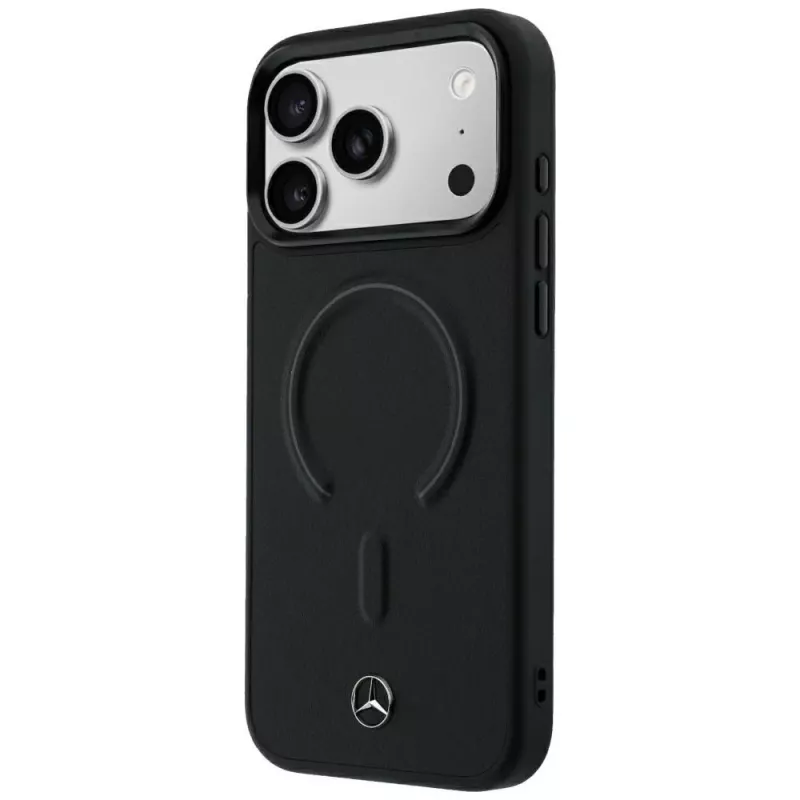 Mercedes-Benz Īstas ādas MagSafe maciņš iPhone 18 Pro / 17 Pro, melns