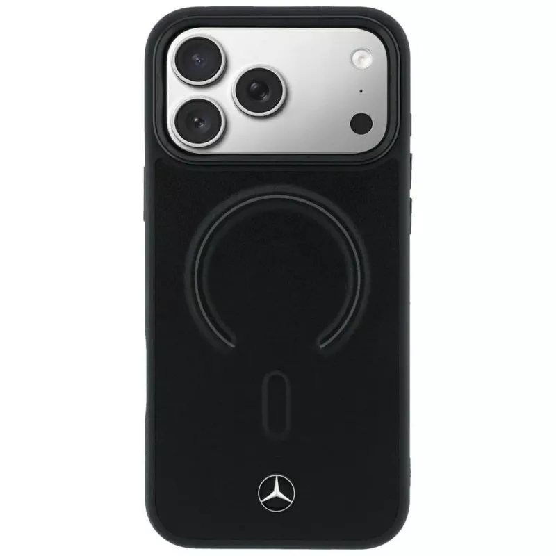 Mercedes-Benz Īstas ādas MagSafe maciņš iPhone 18 Pro / 17 Pro, melns