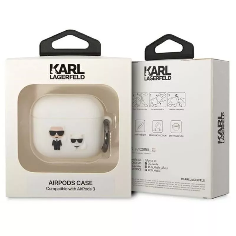 Karl Lagerfeld KLACA3SILKCW AirPods 3 vāciņš balts silikons Karl & Choupette