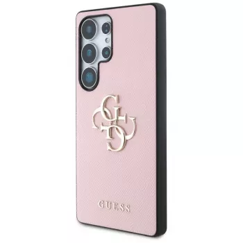 GUESS Grained Big 4G Logo Small Classic Logo Maciņš Samsung Galaxy S25 Ultra - Rozā