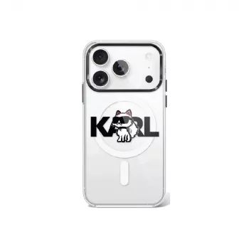 Karl Lagerfeld IML Choupette Sketch Logo Maciešu futrālis iPhone 17 Pro - Caurspīdīgs