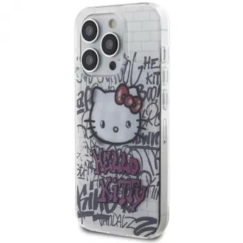 Hello Kitty HKHCP15XHDGPHT iPhone 15 Pro Max 6,7 collu balts cietais maciņš IML Kitty On Bricks Graffiti
