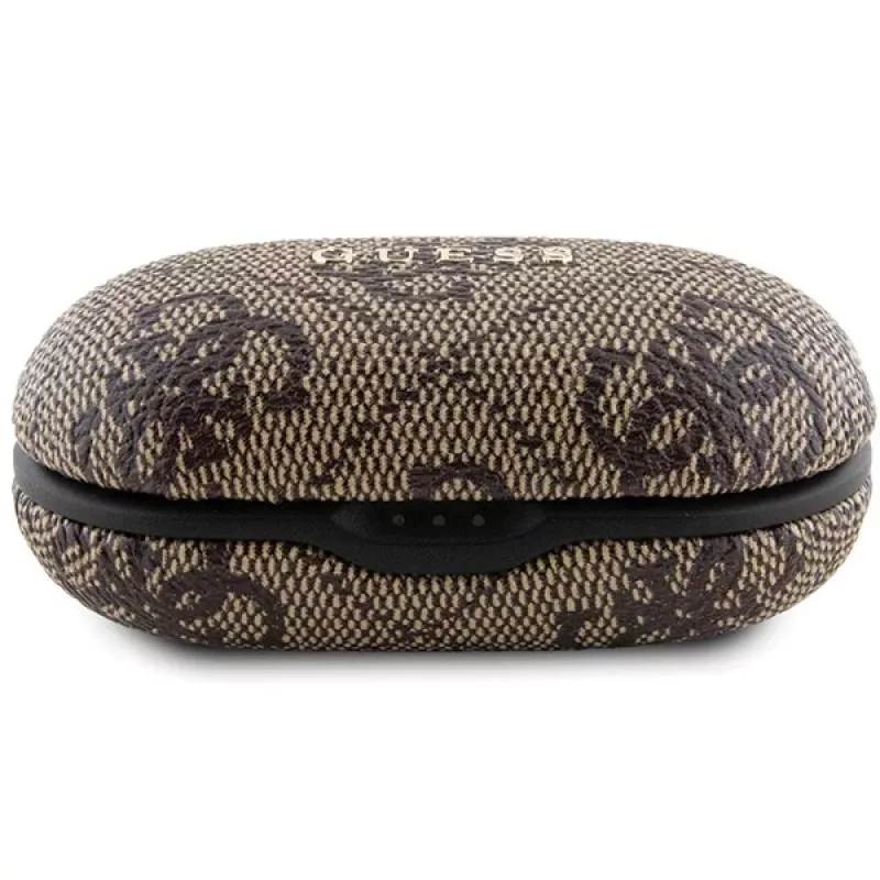 Guess GUTWSP4EGW True Wireless austiņas ar uzlādes futrāli, Bluetooth 5.3, ENC, brūna 4G Metal