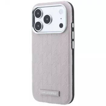 Karl Lagerfeld Grained Mono Resin Logo Maciņš iPhone 18 Pro Max / 17 Pro Max - Rozā