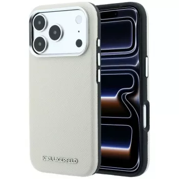 Karl Lagerfeld Grained Elongated Logo MacSafe maciņš iPhone 18 Pro / 17 Pro - bēšs