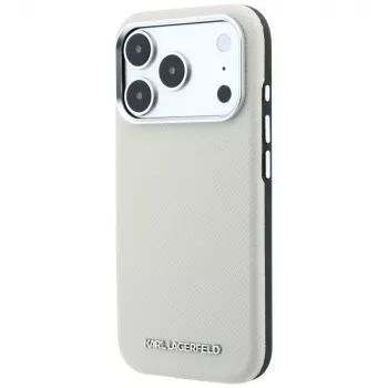 Karl Lagerfeld Grained Elongated Logo MacSafe maciņš iPhone 18 Pro / 17 Pro - bēšs