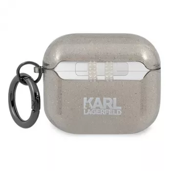 Karl Lagerfeld KLA3UKHGK AirPods 3 vāciņš Black Glitter Karl's Head