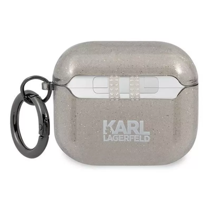 Karl Lagerfeld KLA3UKHGK AirPods 3 vāciņš Black Glitter Karl's Head