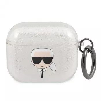 Karl Lagerfeld KLA3UKHGS AirPods 3 vāciņš Sudraba Glitter Karl's Head