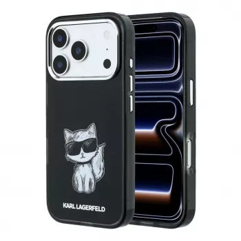 Karl Lagerfeld IML Choupette Body Sketch Print MagSafe maciņš iPhone 18 Pro Max / 17 Pro Max - Melns