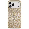 GUESS IML Leopard Glitter Triangle Logo MagSafe maciņš iPhone 18 Pro Max / 17 Pro Max - Brūns
