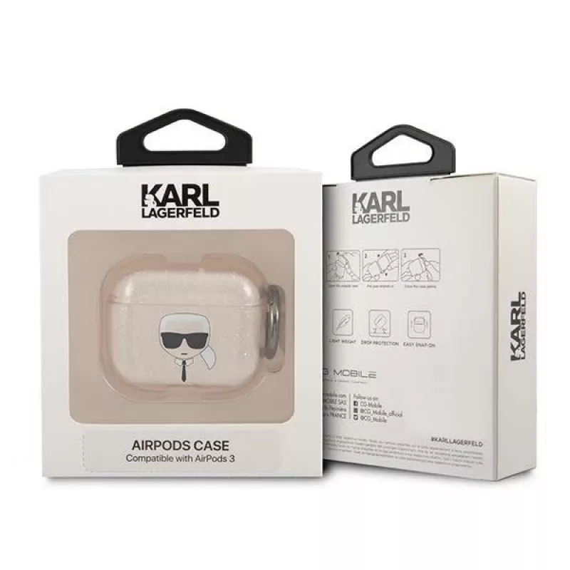 Karl Lagerfeld KLA3UKHGD AirPods 3 Maciņš Glitter Gold Karl's Head