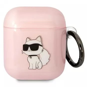 Karl Lagerfeld Ikonik Choupette AirPods 1./2. paaudzes maciņš, rozā