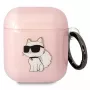 Karl Lagerfeld Ikonik Choupette AirPods 1./2. paaudzes maciņš, rozā