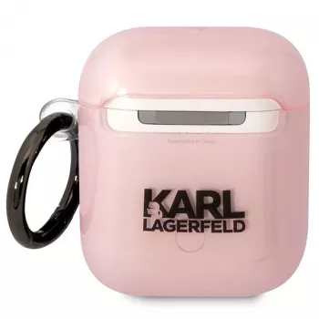 Karl Lagerfeld Ikonik Choupette AirPods 1./2. paaudzes maciņš, rozā