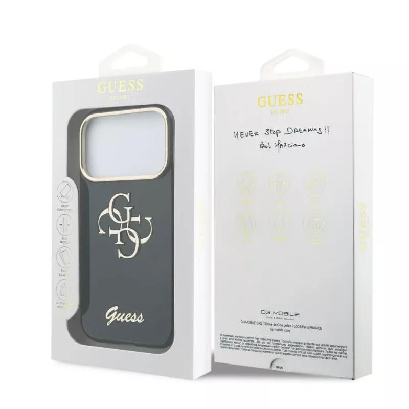 GUESS IML 4G Script Metal Maciņš iPhone 18 Pro / 17 Pro - Melns