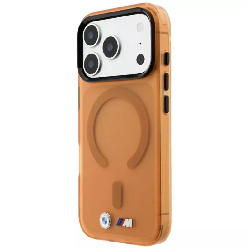BMW M IML Frosted Metal Logo & Trims MagSafe maciņš iPhone 18 Pro / 17 Pro - oranžs