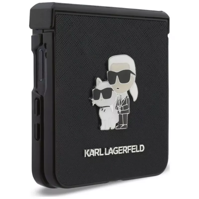 Karl Lagerfeld Karl & Choupette Saffiano Pins Maciņš Samsung Galaxy Z Flip8 - Melns
