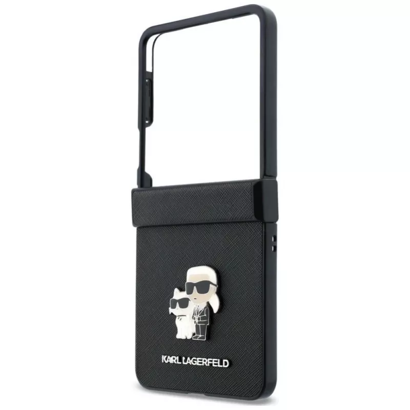 Karl Lagerfeld Karl & Choupette Saffiano Pins Maciņš Samsung Galaxy Z Flip8 - Melns