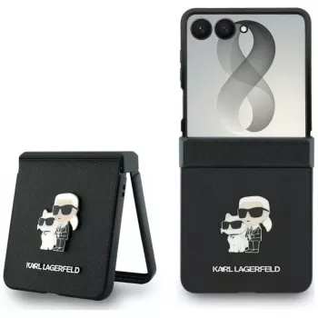 Karl Lagerfeld Karl & Choupette Saffiano Pins Maciņš Samsung Galaxy Z Flip8 - Melns