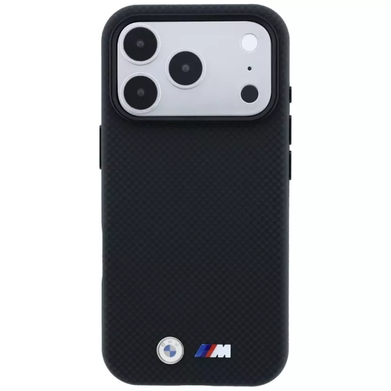BMW M Quadrille Kevlar Metal Logo MagSafe Maciņš iPhone 18 Pro / 17 Pro - Melns