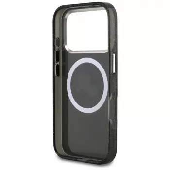 Karl Lagerfeld IML Glitter Karl & Choupette galvu logo MagSafe maciņš iPhone 17 Pro melns
