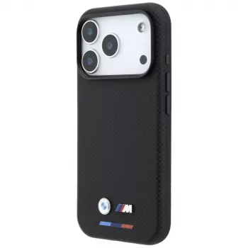 BMW M Quadrille Kevlar MagSafe maciņš iPhone 18 Pro Max / 17 Pro Max - melns ar trikolora un metāla logo