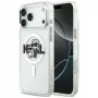 Karl Lagerfeld IML Glitter Karl & Choupette Sketch Logo Macīgais vāciņš iPhone 17 Pro Max, caurspīdīgs