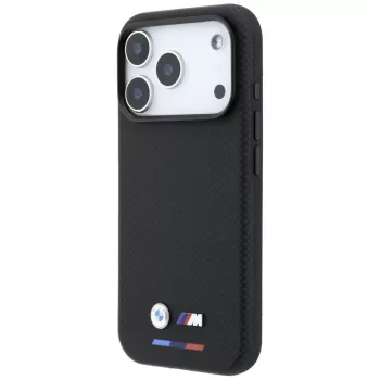 BMW M Quadrille Kevlar Tricolor & Metal Logo MagSafe maciņš iPhone 18 Pro / 17 Pro - Melns