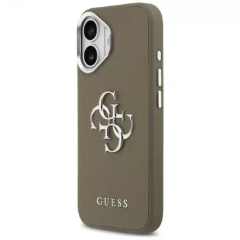 Guess Grained Big 4G Classic Logo maciņš Apple iPhone 17 - brūns