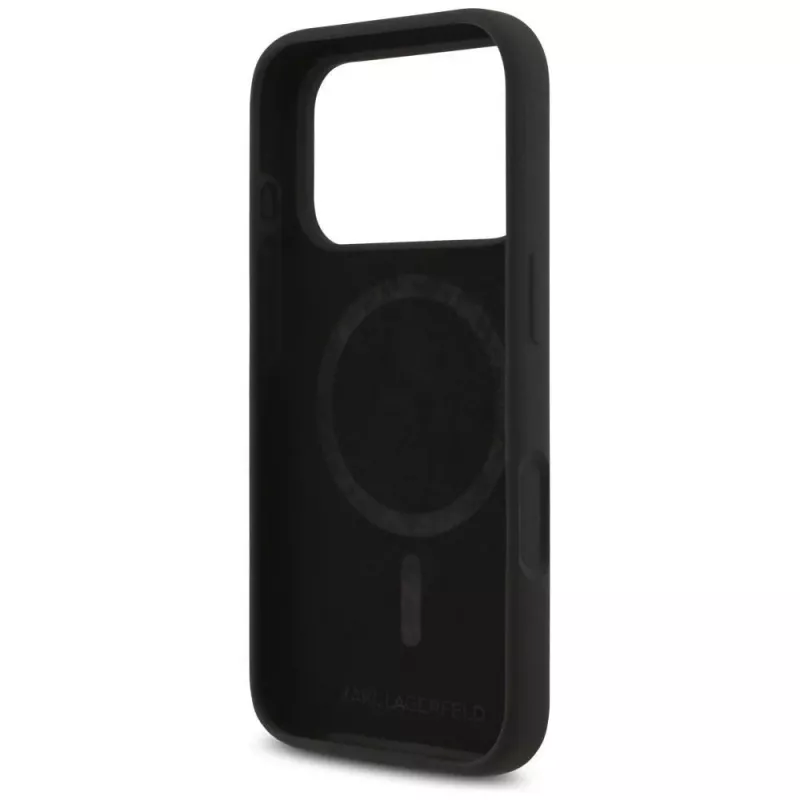 Karl Lagerfeld Silikona Karl & Choupette gredzena MagSafe maciņš iPhone 17 Pro Max - Melns