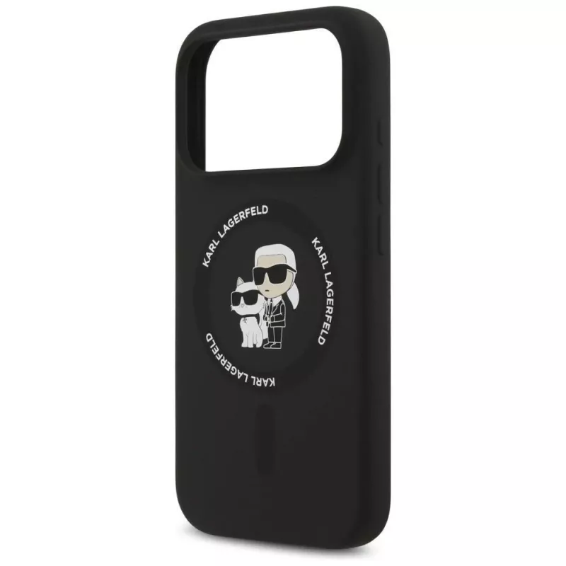Karl Lagerfeld Silikona Karl & Choupette gredzena MagSafe maciņš iPhone 17 Pro Max - Melns