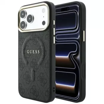 GUESS Embossed 4G Classic MacSafe vāciņš iPhone 17 Pro / 18 Pro - Melns